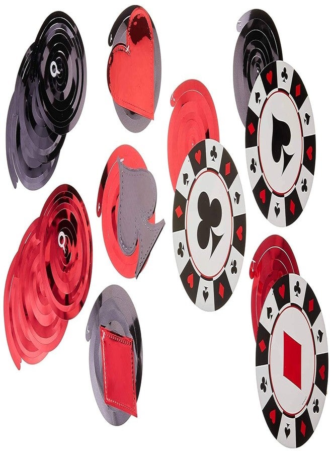 LUDALY Casino Foil Swirl Hanging Party Decoration, Value Pack of 12 Pieces - Image 1